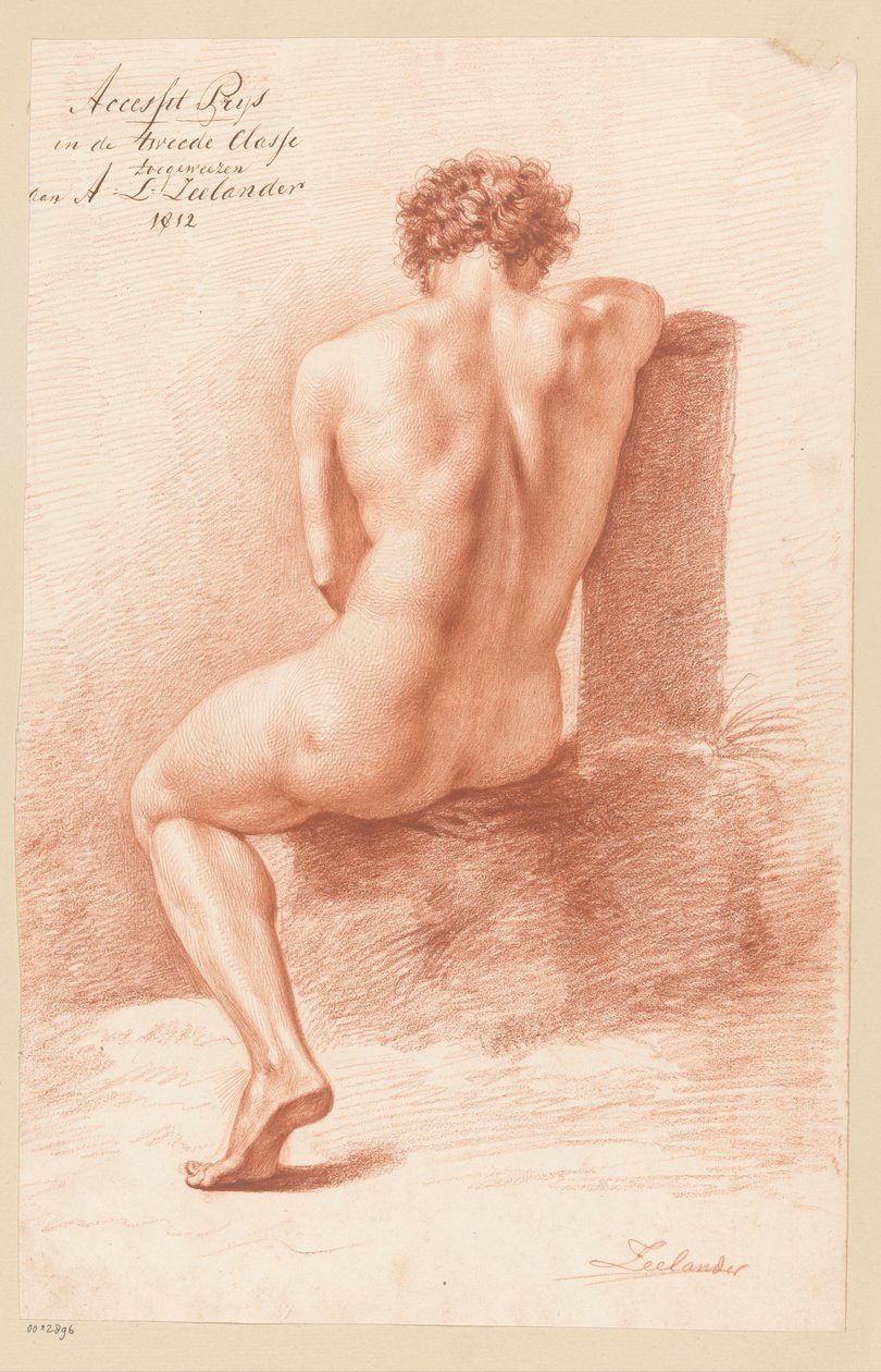 Nu masculino sentado, visto de costas (2º prêmio 1812) de Abraham Lion Zeelander