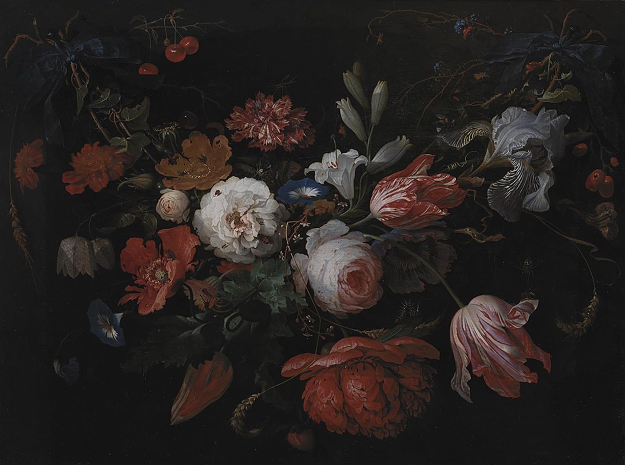 Uma guirlanda de flores de Abraham Mignon