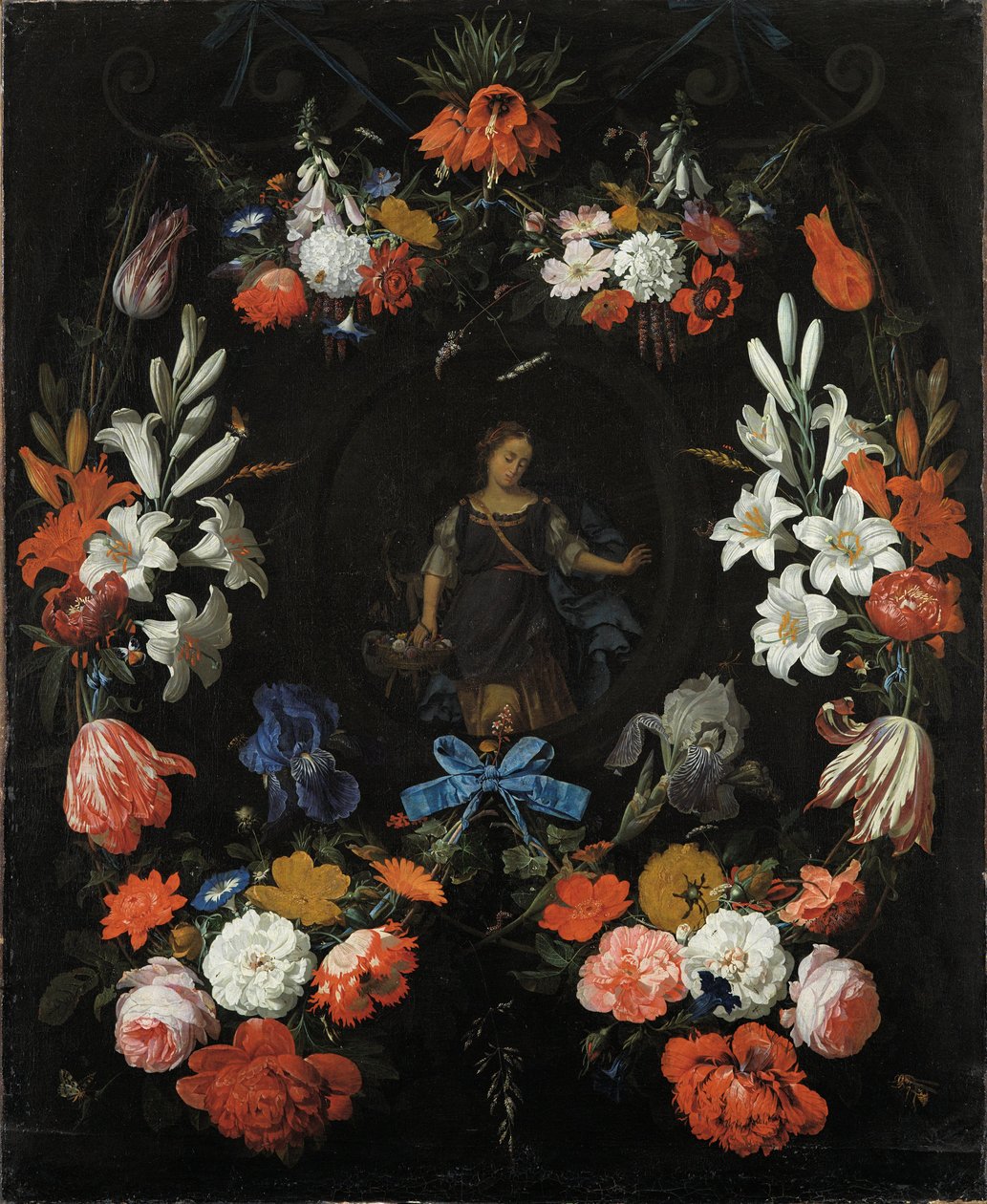 Guirlanda de flores, ca 1675 de Abraham Mignon