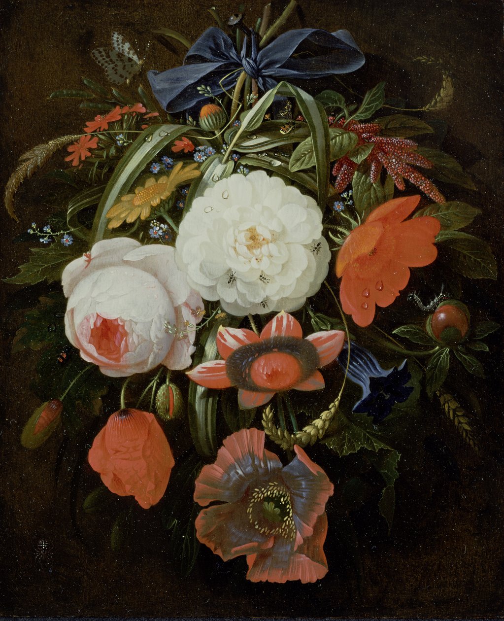 Ainda vida de flores penduradas de Abraham Mignon
