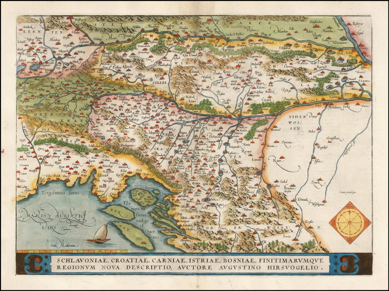 Mapa de 1574 dos Balcãs Ocidentais, de Abraham Ortelius de Abraham Ortelius