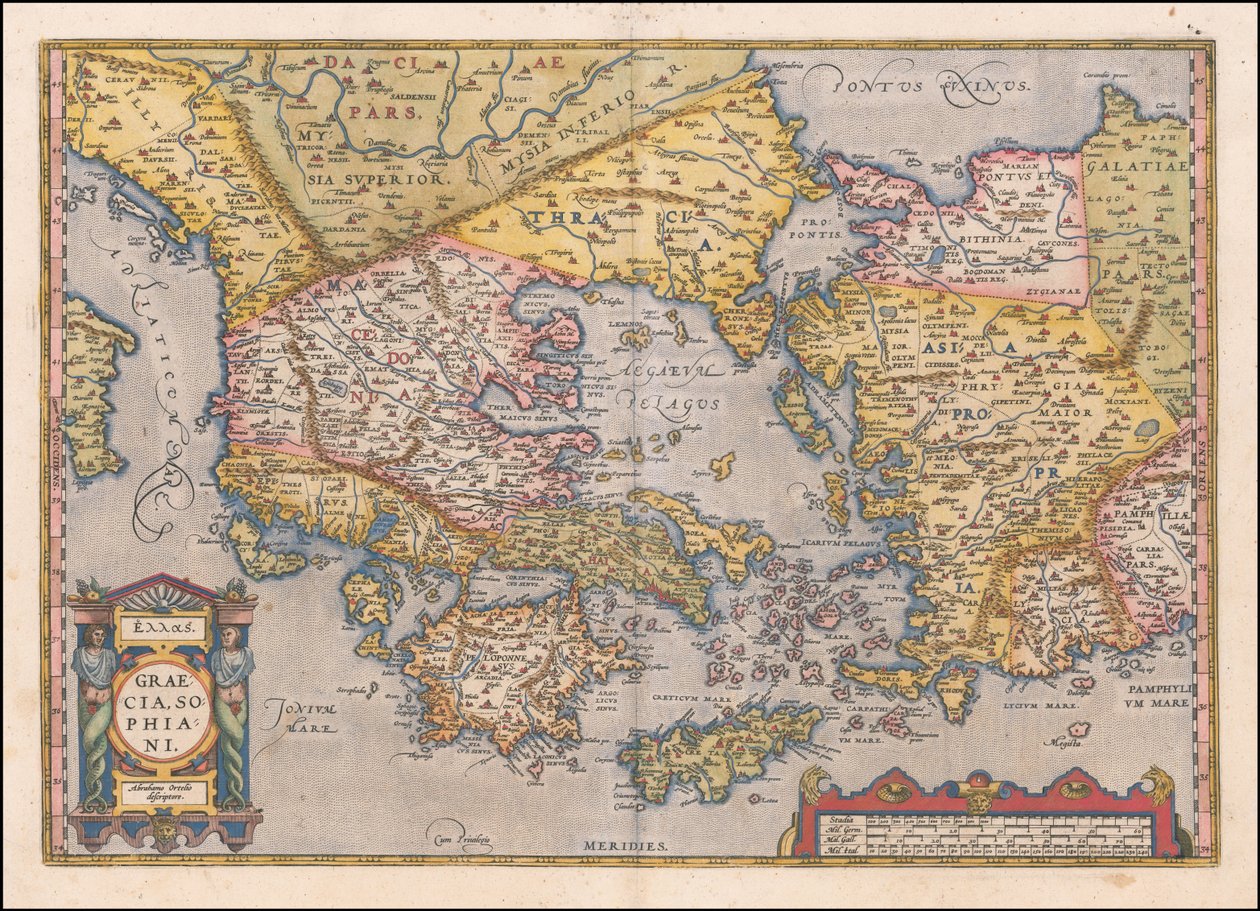 Mapa de 1584 da Grécia e da Turquia Ocidental de Abraham Ortelius de Abraham Ortelius