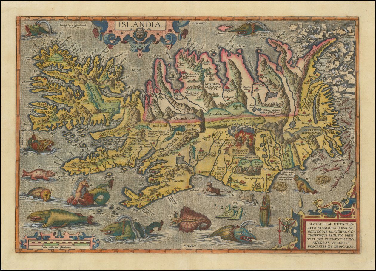 Mapa da Islândia de 1591 por Abraham Ortelius de Abraham Ortelius