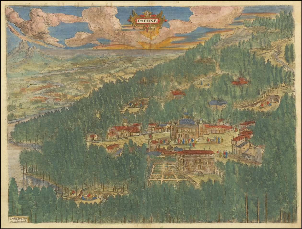 Vista imaginária de 1624 de Daphne em Antioquia por Abraham Ortelius de Abraham Ortelius