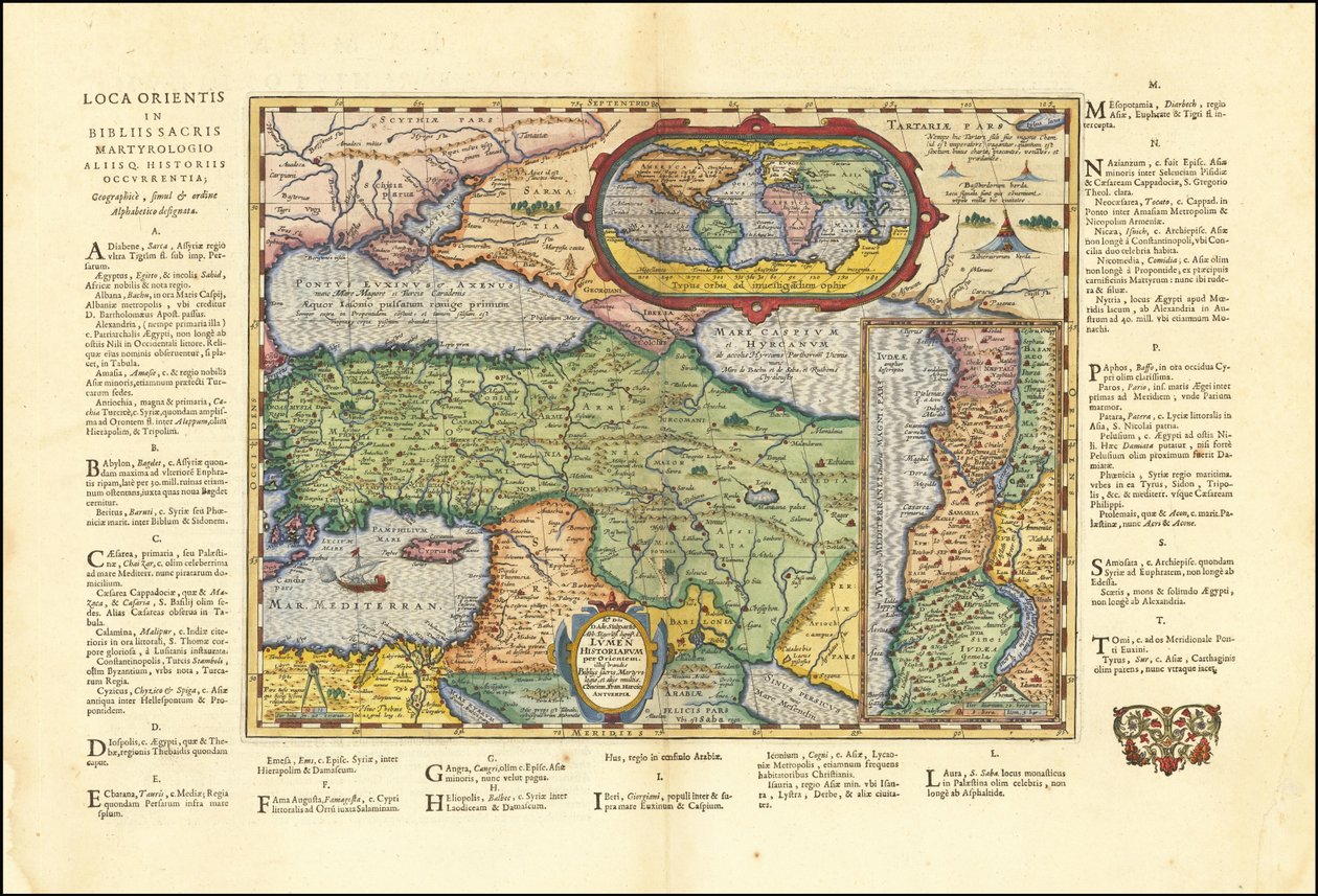 Mapa do Mundo Antigo de 1624 baseado na Bíblia por Abraham Ortelius de Abraham Ortelius