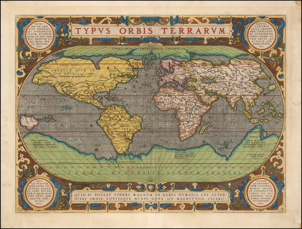 Abraham Ortelius Typus Orbis Terrarum Publicação Antuérpia 1598 de Abraham Ortelius