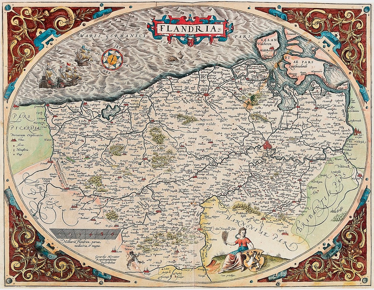 Flandria Mapa geográfico do território da Flandres a partir do "Theatrum Orbis Terrarum" de Abraham Ortelius (Oertel, Ortell ou Ortel) de Abraham Ortelius