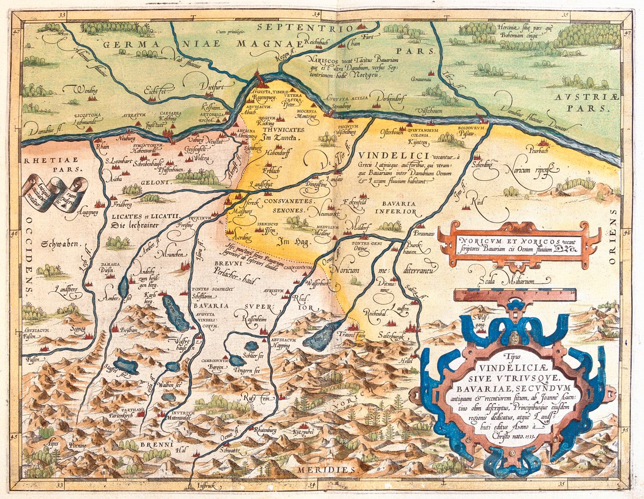 Alemanha (Estado: Baviera), Áustria (Estado: Tirol, Alta Áustria, Salzburgo) de Abraham Ortelius