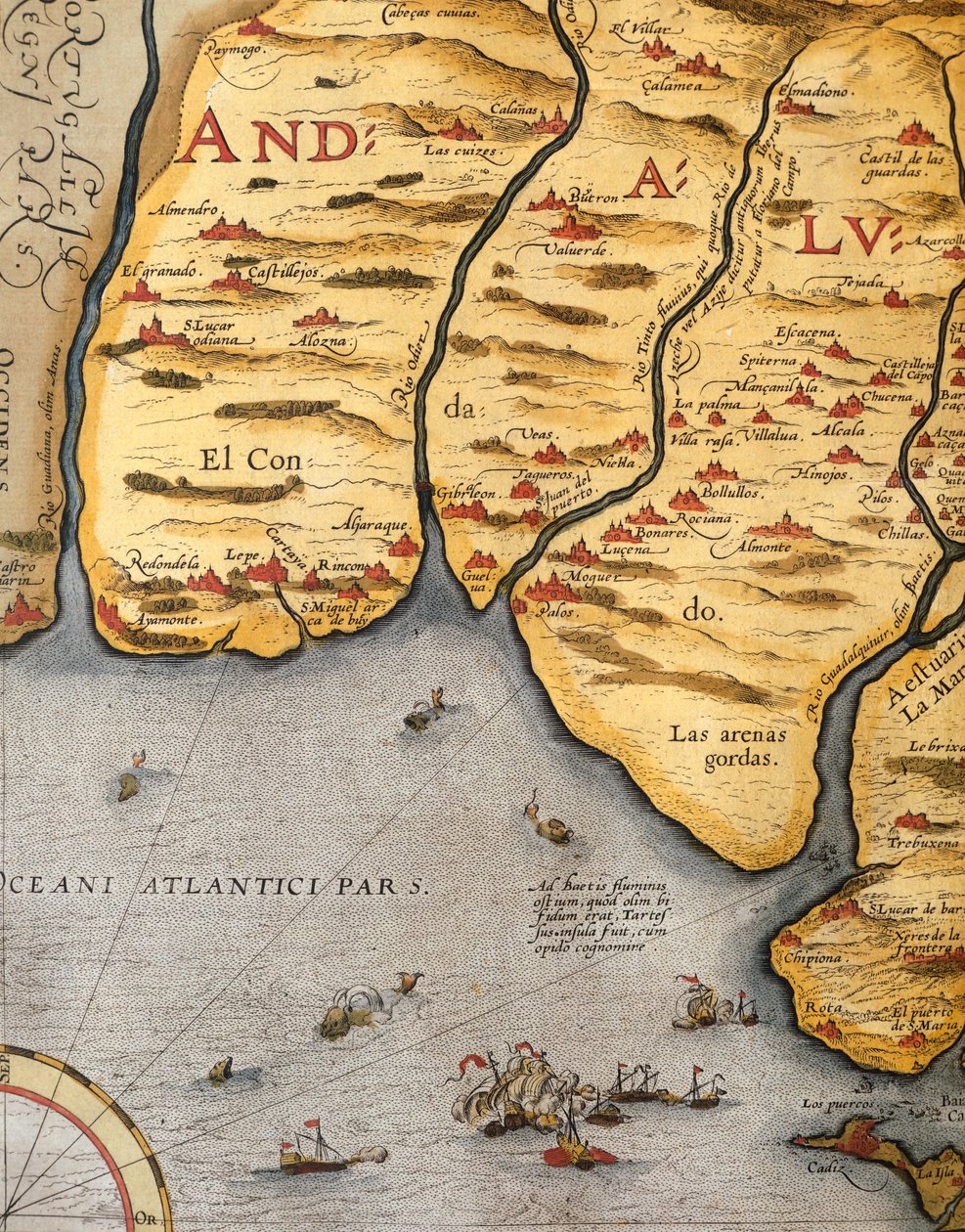 Porto de Palos, de Abraham Ortelius (1528-1598), placa de Abraham Ortelius