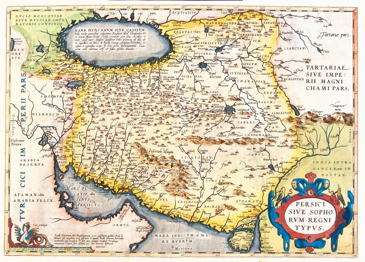 Irão, Paquistão, Afeganistão, Uzbequistão, Turquemenistão de Abraham Ortelius