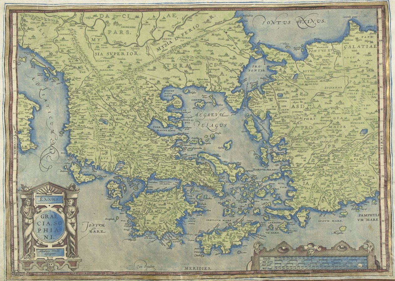 Mapa da Grécia
Graecia, Sophiani (título sobre o objecto) de Abraham Ortelius