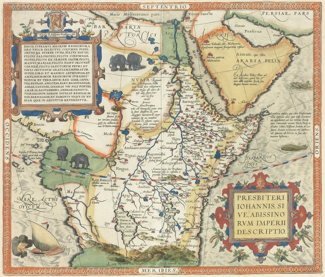Mapa da África e da Península Arábica, de Abraham Ortelius