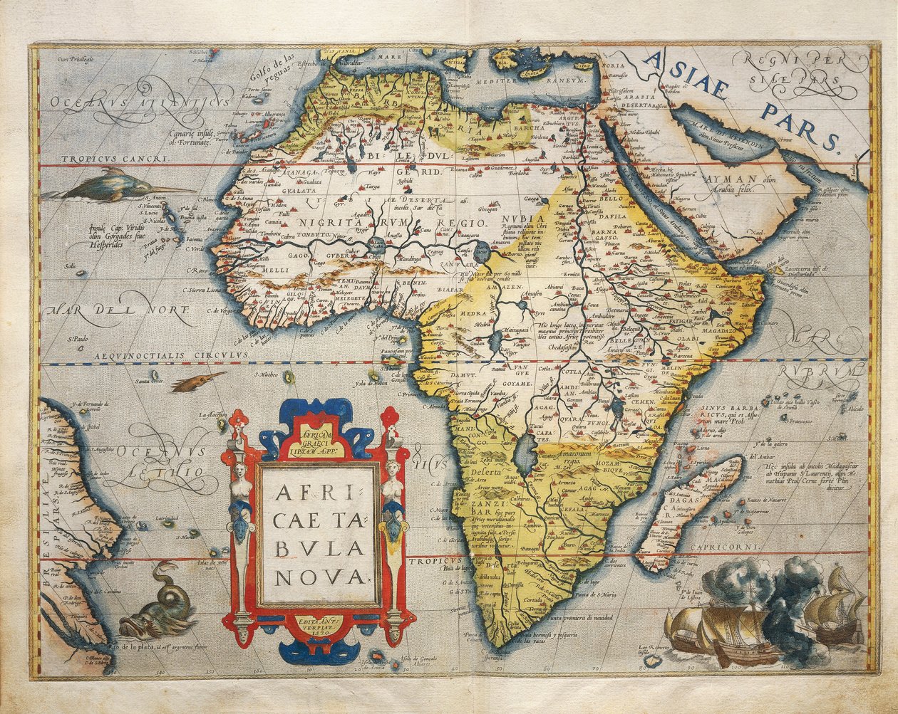 Mapa de África, do Theatrum Orbis Terrarum, de Abraham Ortelius de Abraham Ortelius