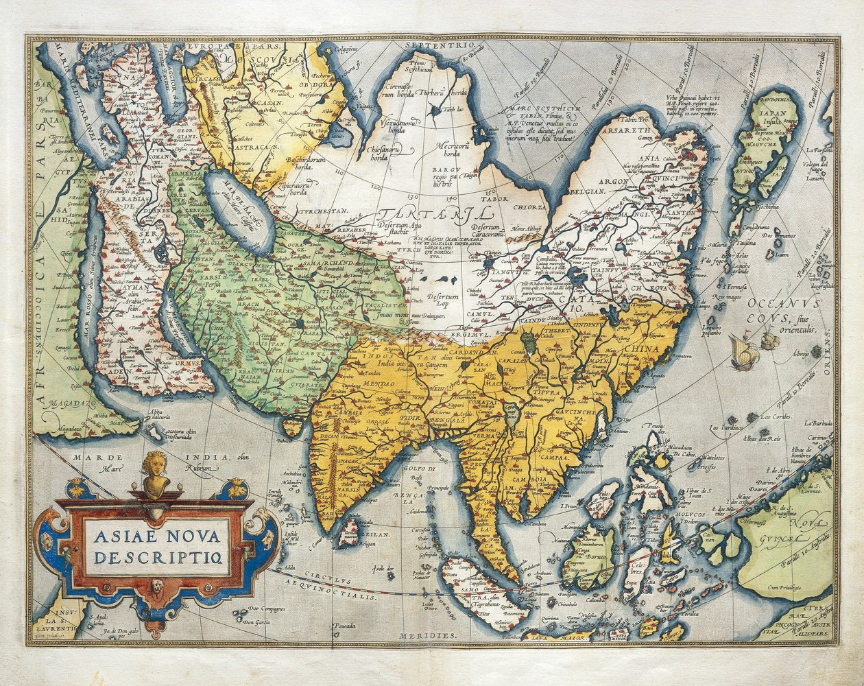Mapa da Ásia, do Theatrum Orbis Terrarum, de Abraham Ortelius de Abraham Ortelius