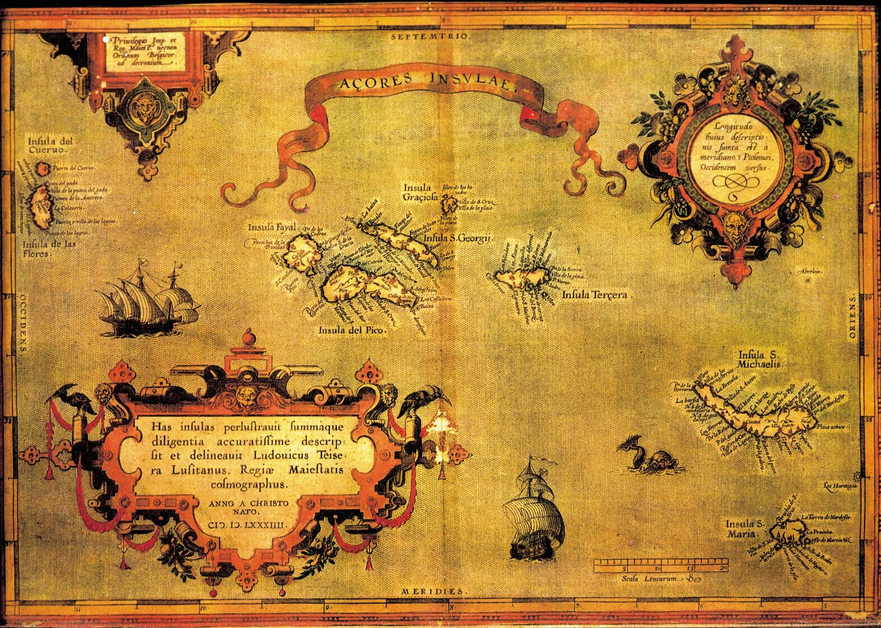 Mapa dos Açores por Abraham Ortelius de Abraham Ortelius