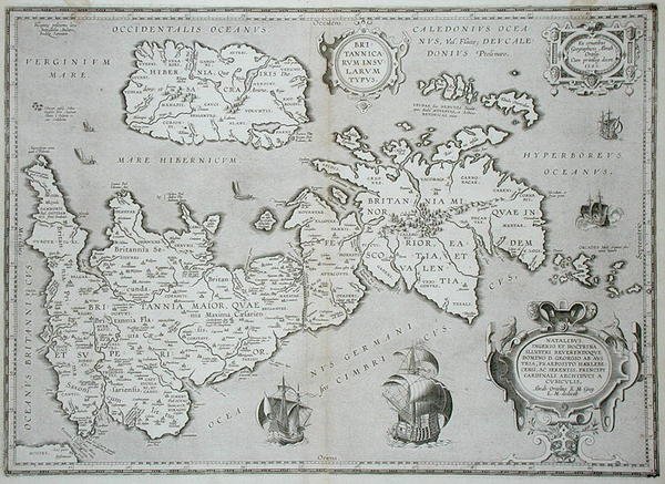 Mapa da Grã-Bretanha e Irlanda de Abraham Ortelius