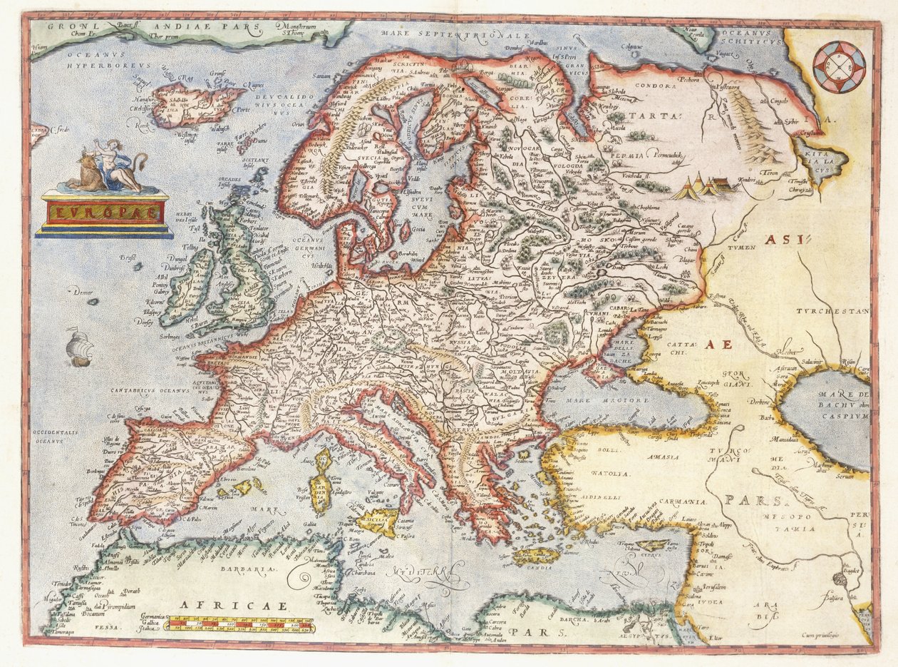 Mapa da Europa, 1587 de Abraham Ortelius