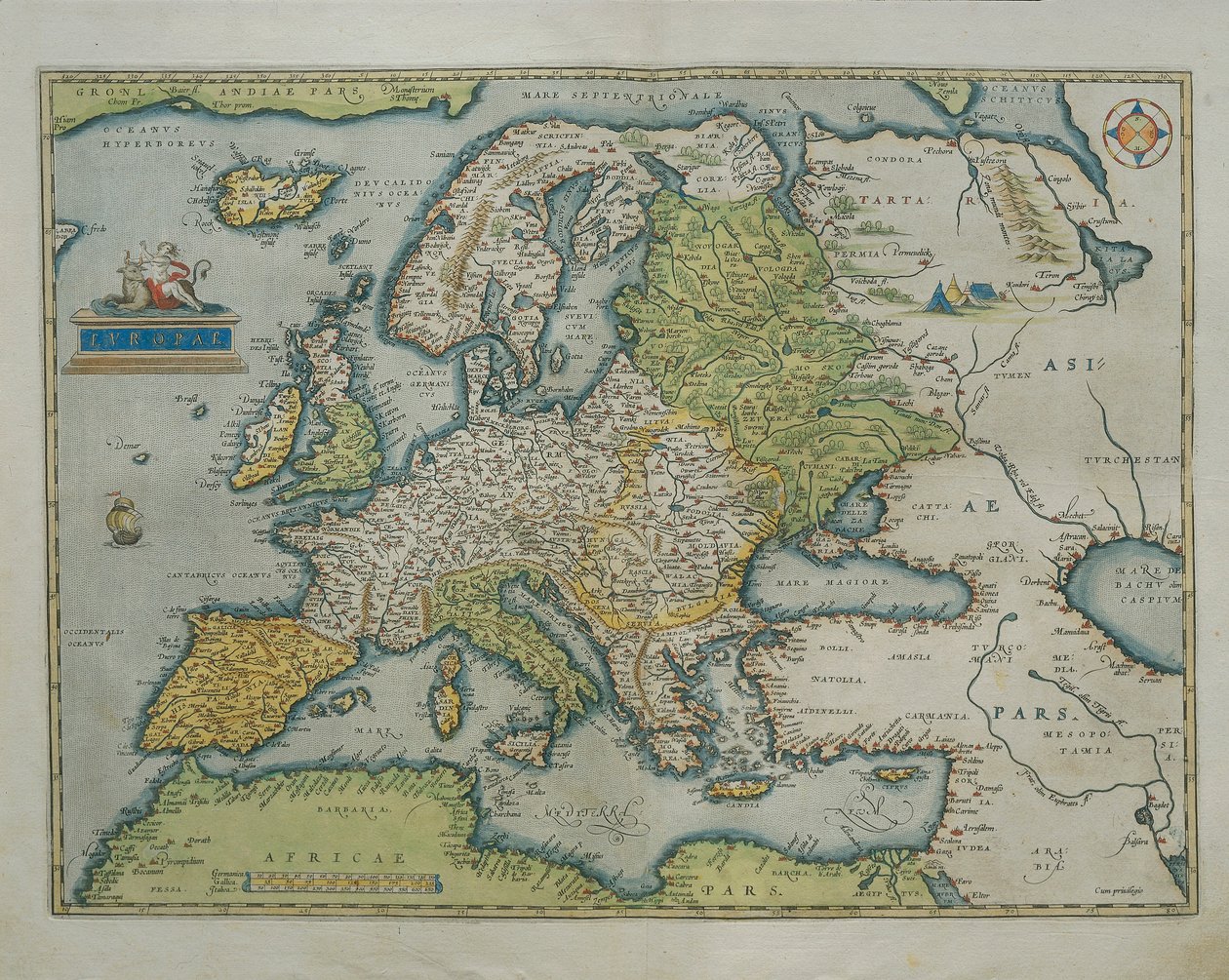 Mapa da Europa, do Theatrum Orbis Terrarum, de Abraham Ortelius de Abraham Ortelius