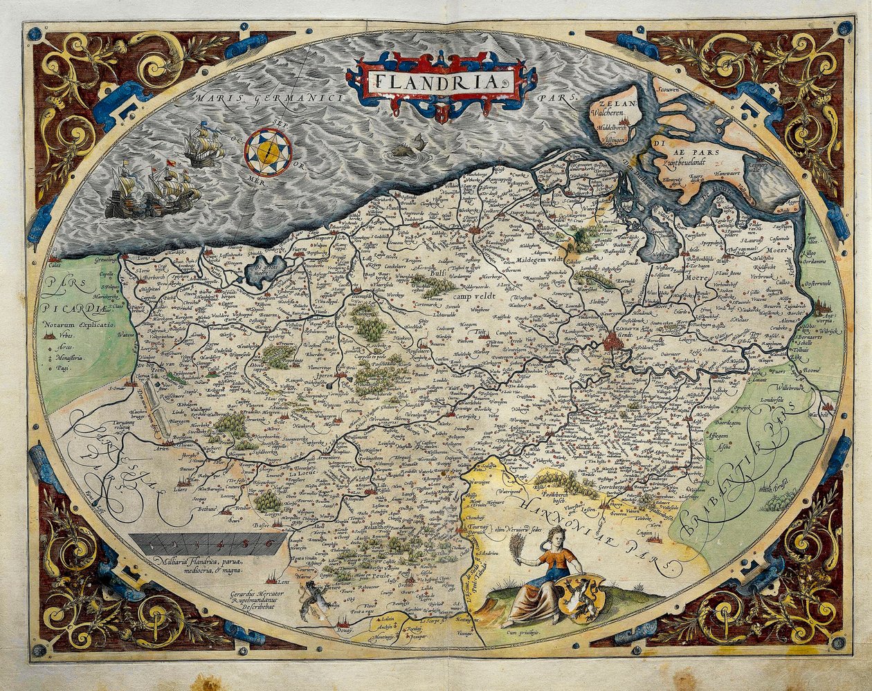 Mapa de Flanders, do Theatrum Orbis Terrarum de Abraham Ortelius de Abraham Ortelius