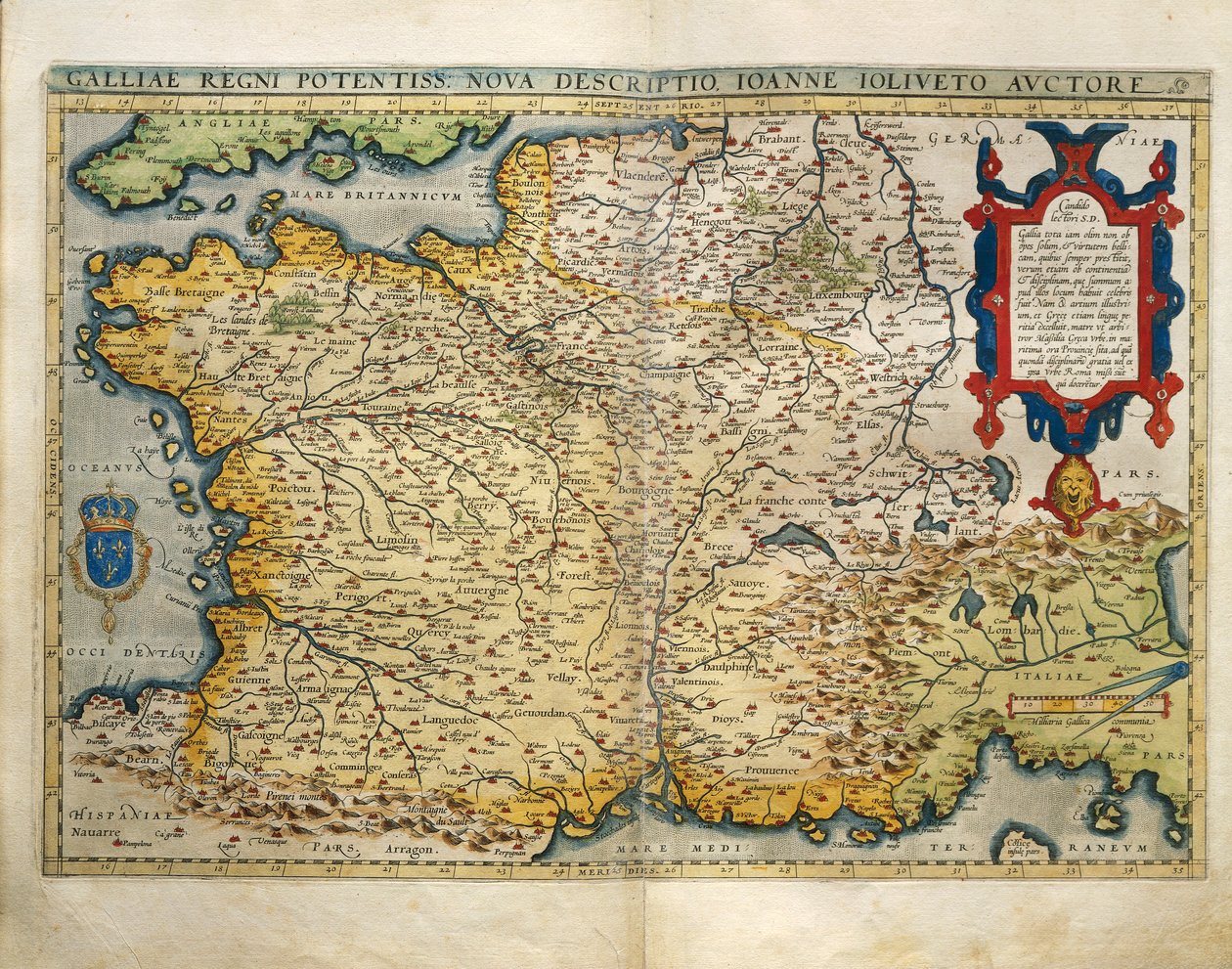Mapa da França, do Theatrum Orbis Terrarum, de Abraham Ortelius de Abraham Ortelius