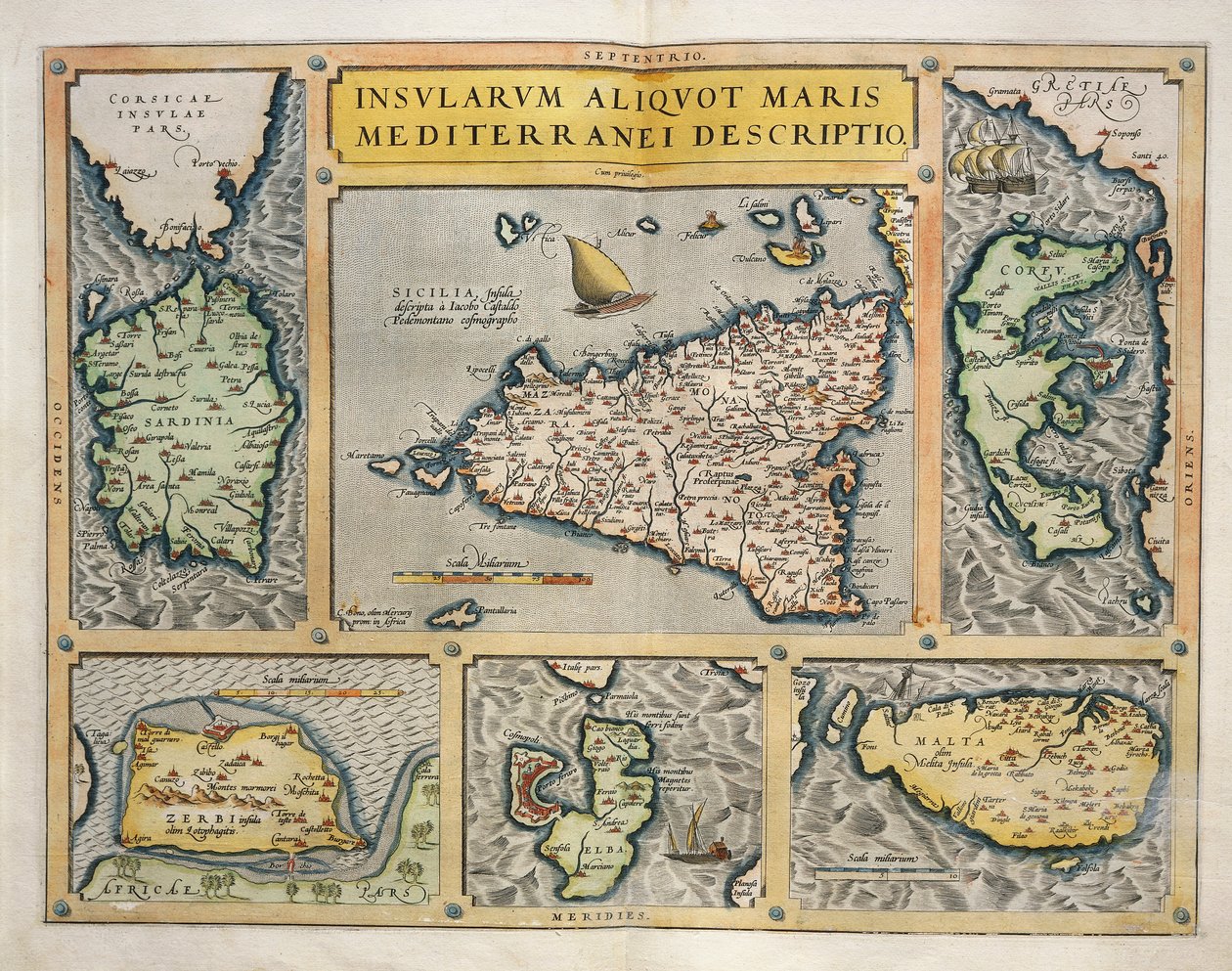 Mapa das Ilhas Mediterrânicas de Abraham Ortelius