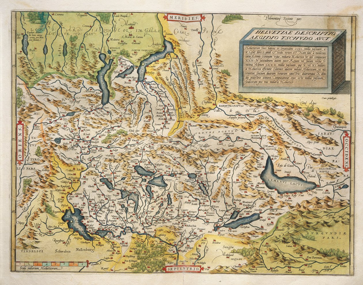 Mapa da Suíça, do Theatrum Orbis Terrarum, de Abraham Ortelius de Abraham Ortelius