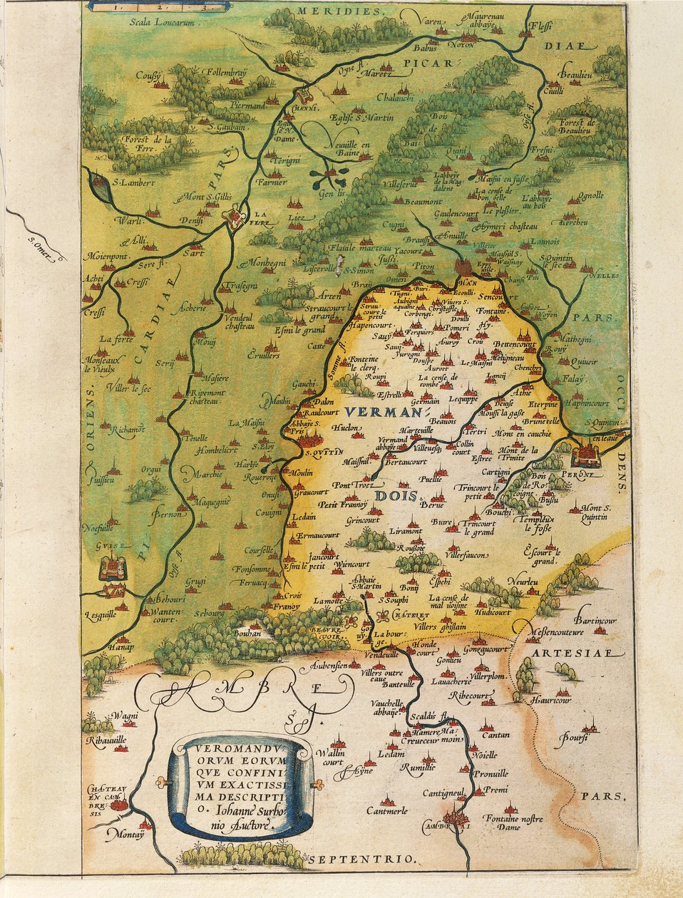 Mapa de Vermandois, do Theatrum Orbis Terrarum, de Abraham Ortelius de Abraham Ortelius