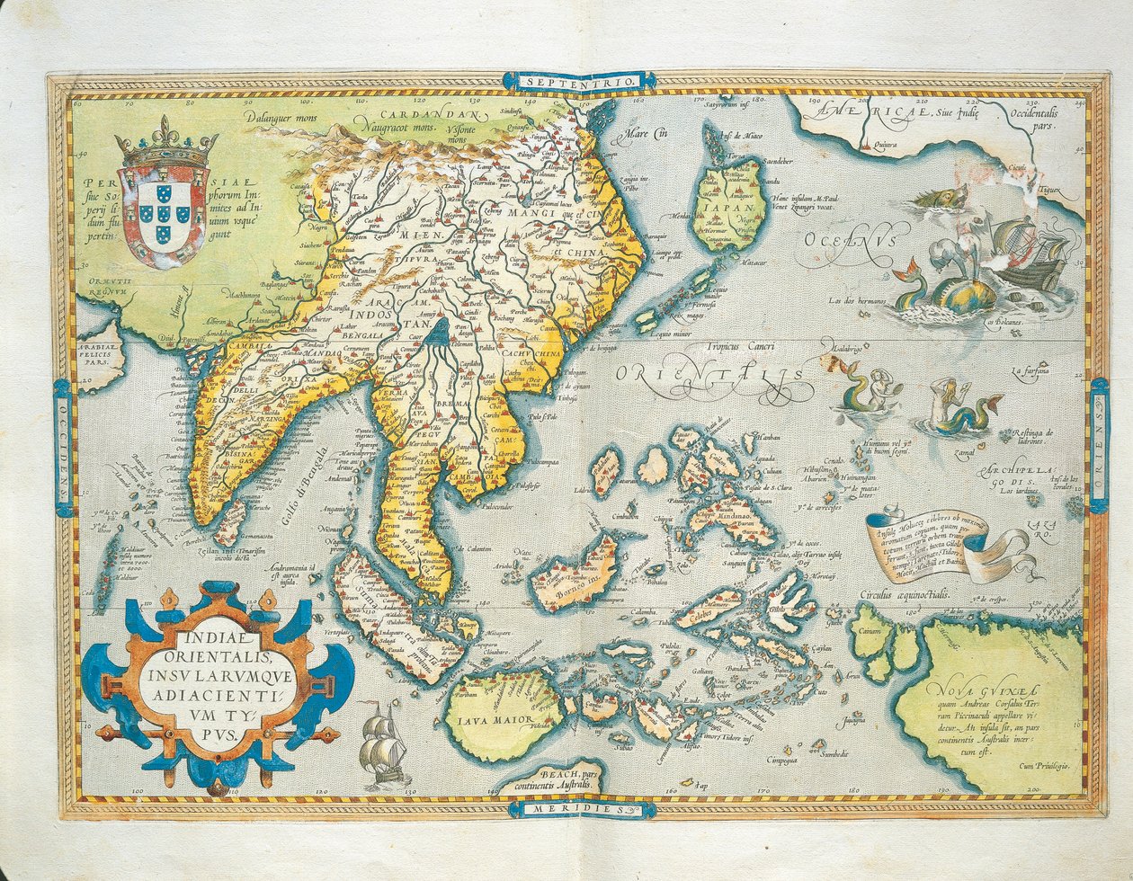 Mapa das Índias, do Theatrum Orbis Terrarum, de Abraham Ortelius de Abraham Ortelius