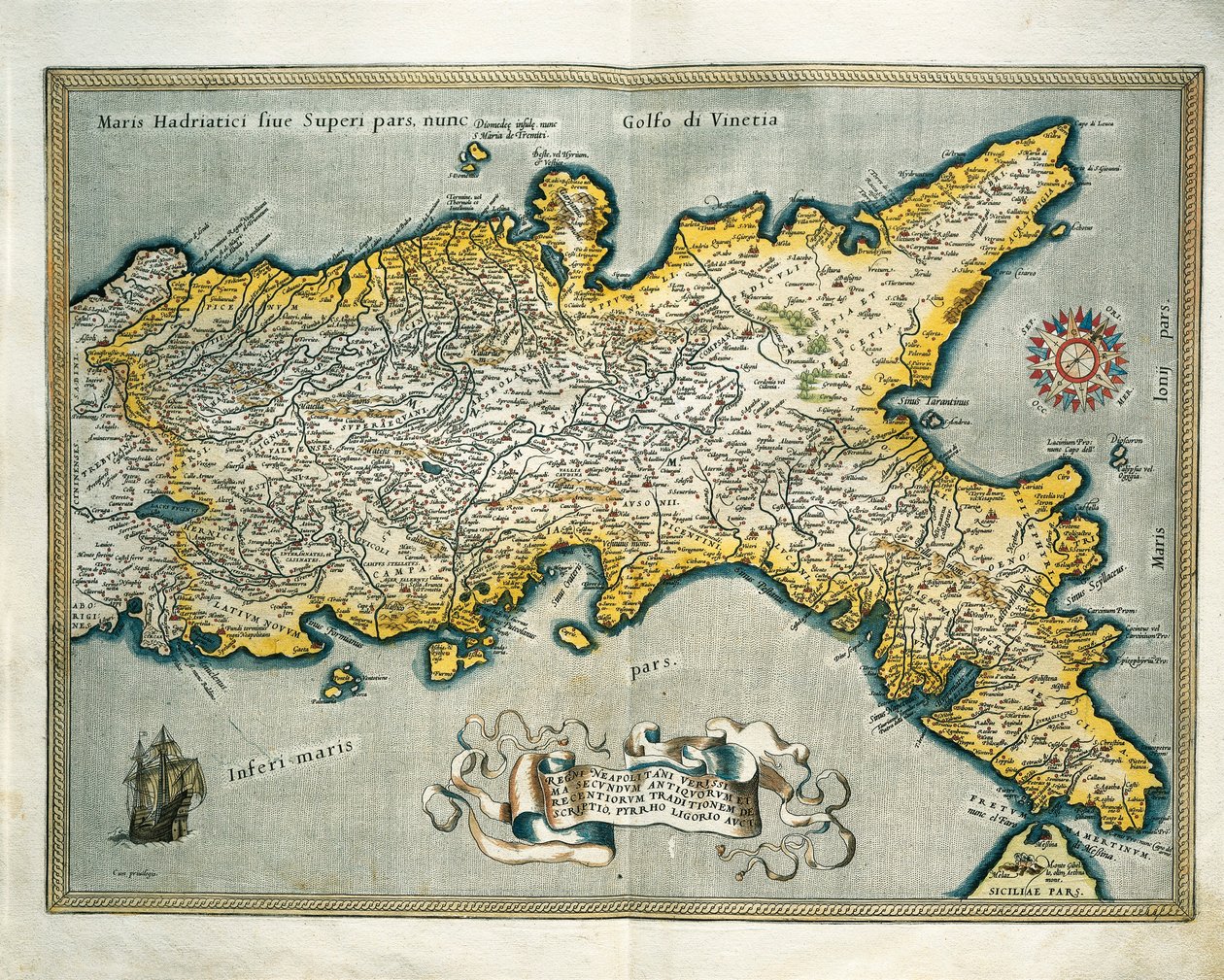 Mapa do Reino de Nápoles, Itália, do Theatrum Orbis Terrarum, de Abraham Ortelius de Abraham Ortelius