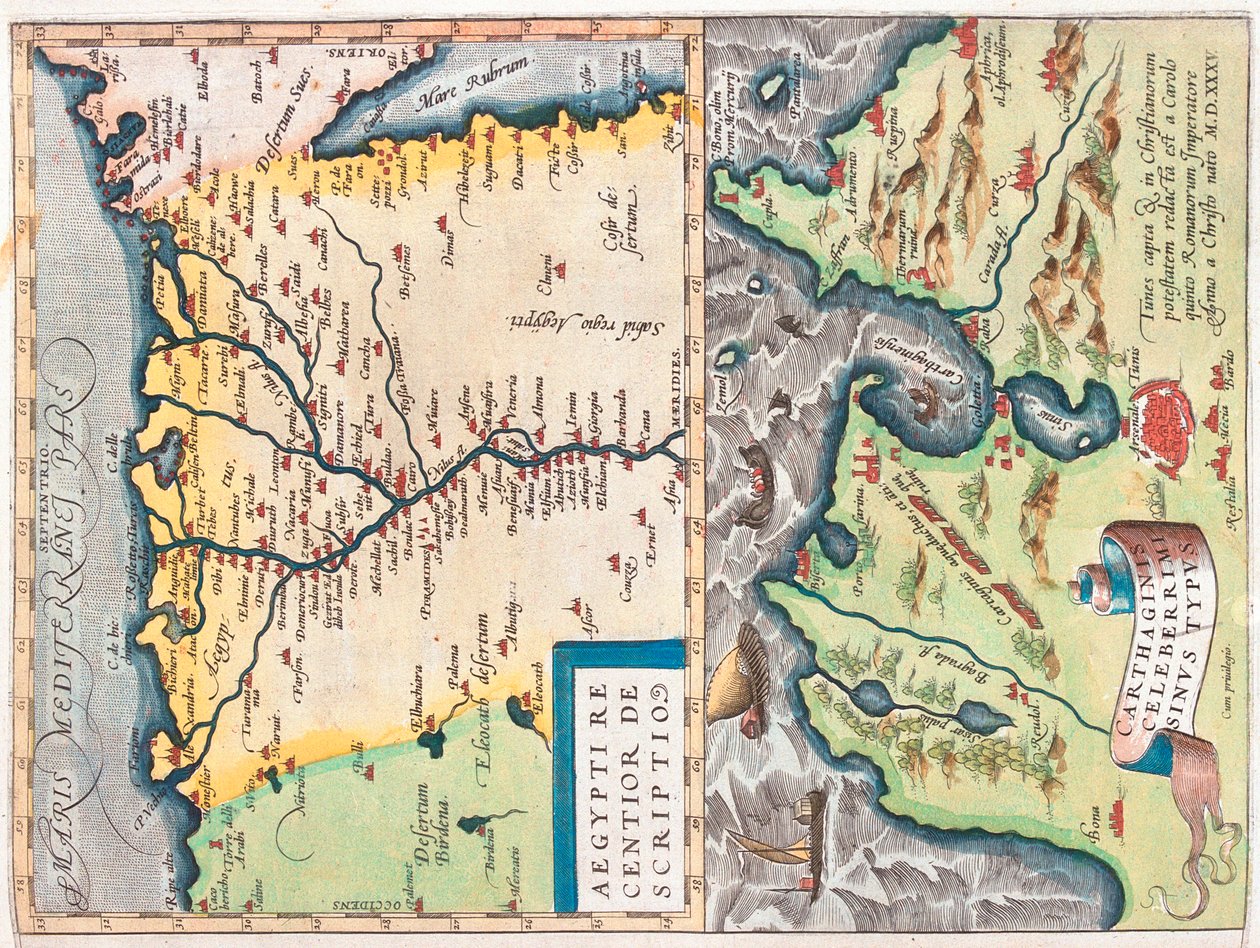 Nordeste do Egito, Tunis, Egito, Tunísia de Abraham Ortelius