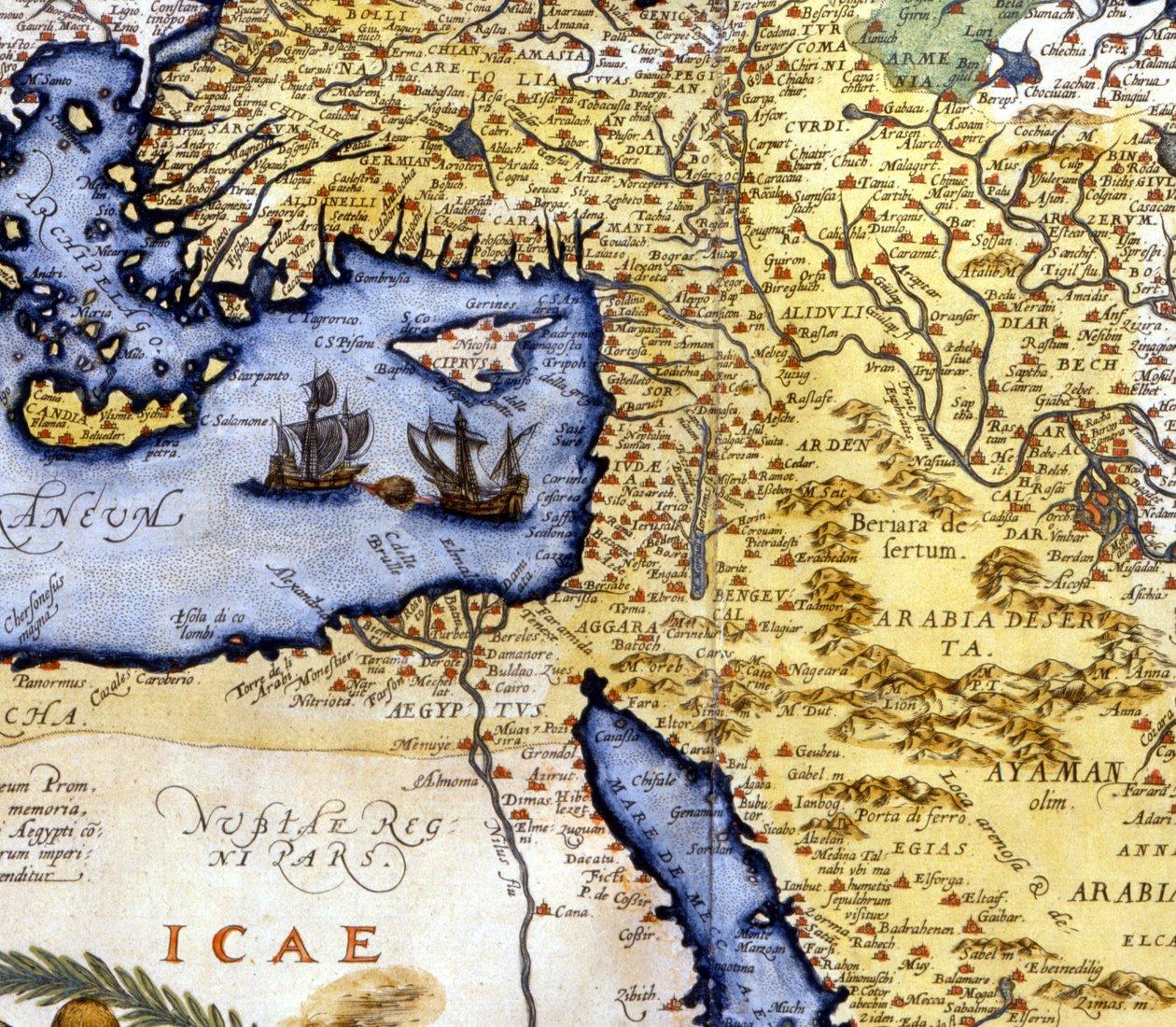 Palestina e Egito após o Atlas de Abraham Ortelius, Amsterdã de Abraham Ortelius