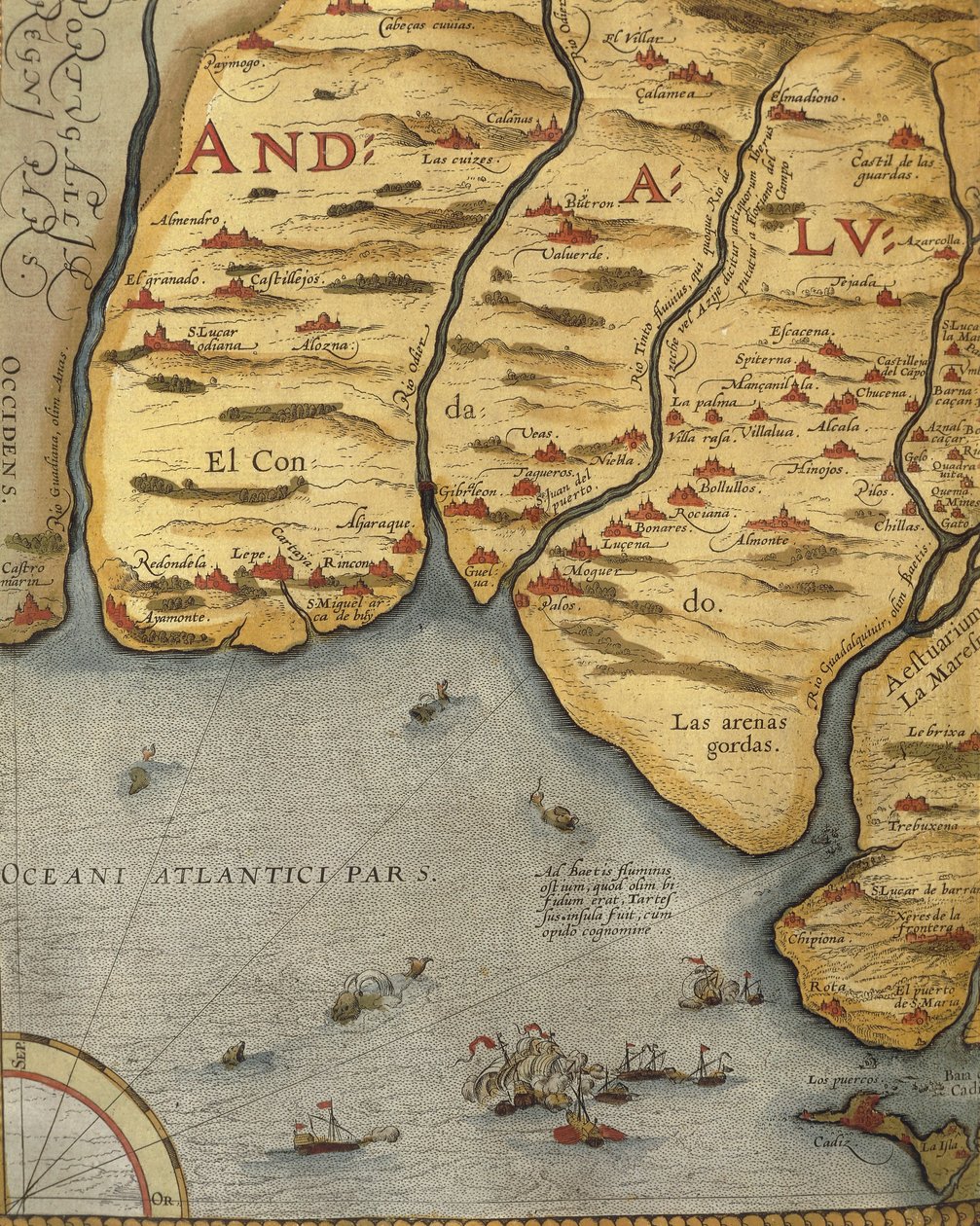Porto de Palos na Andaluzia, do Theatrum Orbis Terrarum, de Abraham Ortelius de Abraham Ortelius