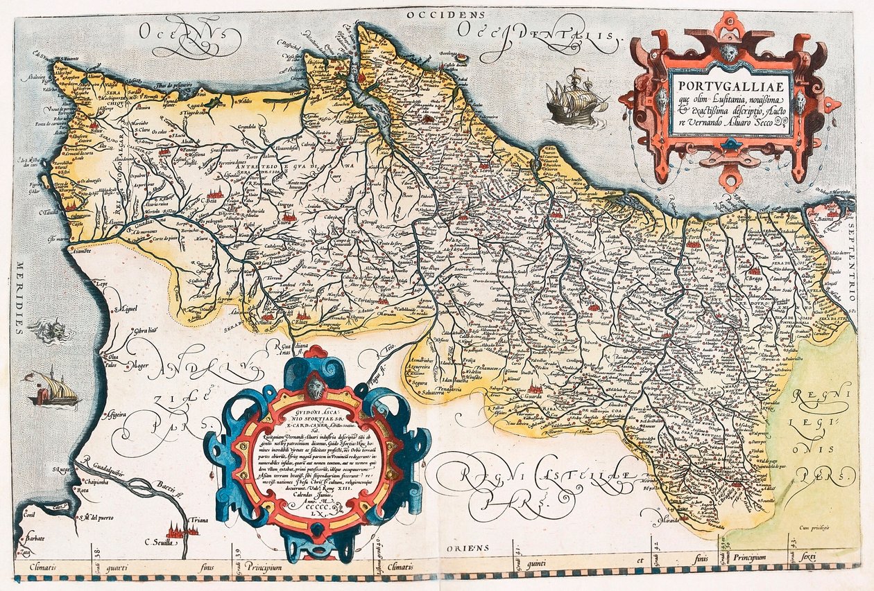 Mapa Geográfico do território de Portugal do "Theatrum Orbis Terrarum" de Abraham Ortelius (Oertel, Ortell ou Ortel) de Abraham Ortelius