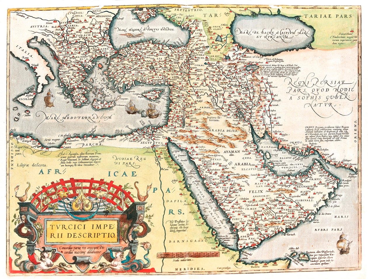 Turcici imperii descriptio Mapa geográfico do território do Império Otomano retirado do "Theatrum Orbis Terrarum" de Abraham Ortelius (Oertel, Ortell ou Ortel) de Abraham Ortelius