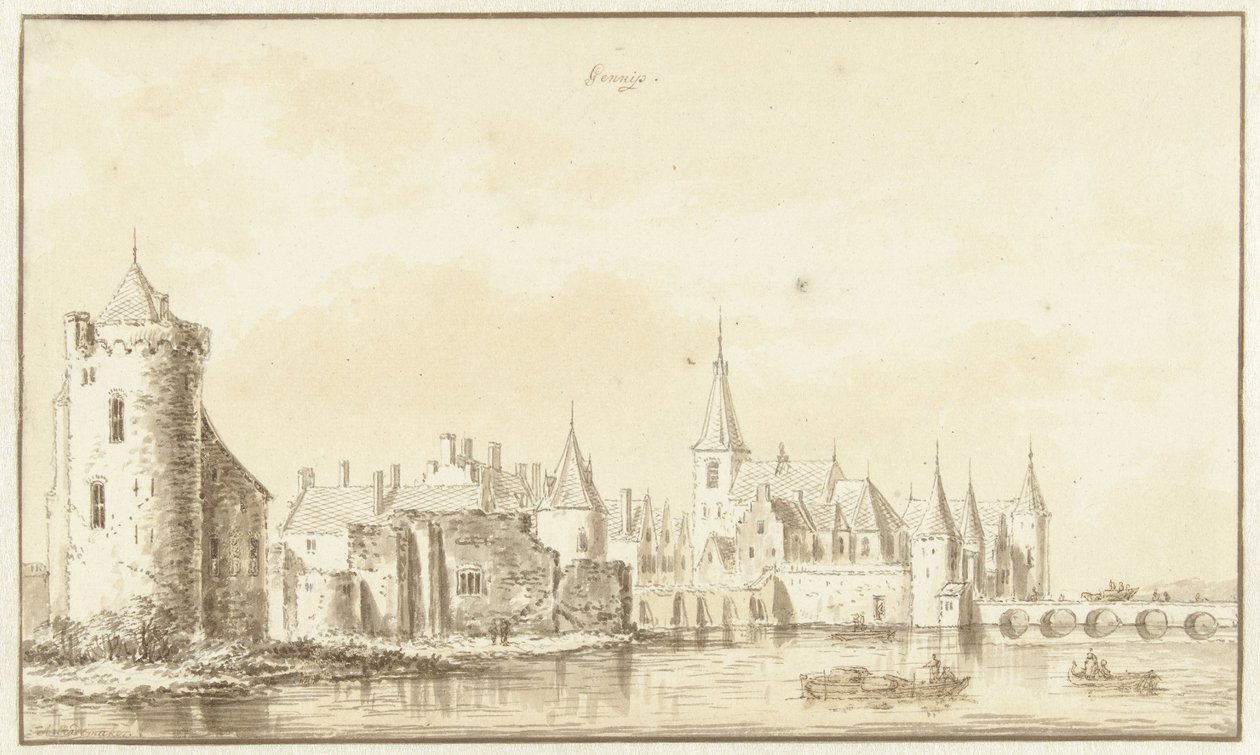 Vista da cidade de Gennep de Abraham Rademaker