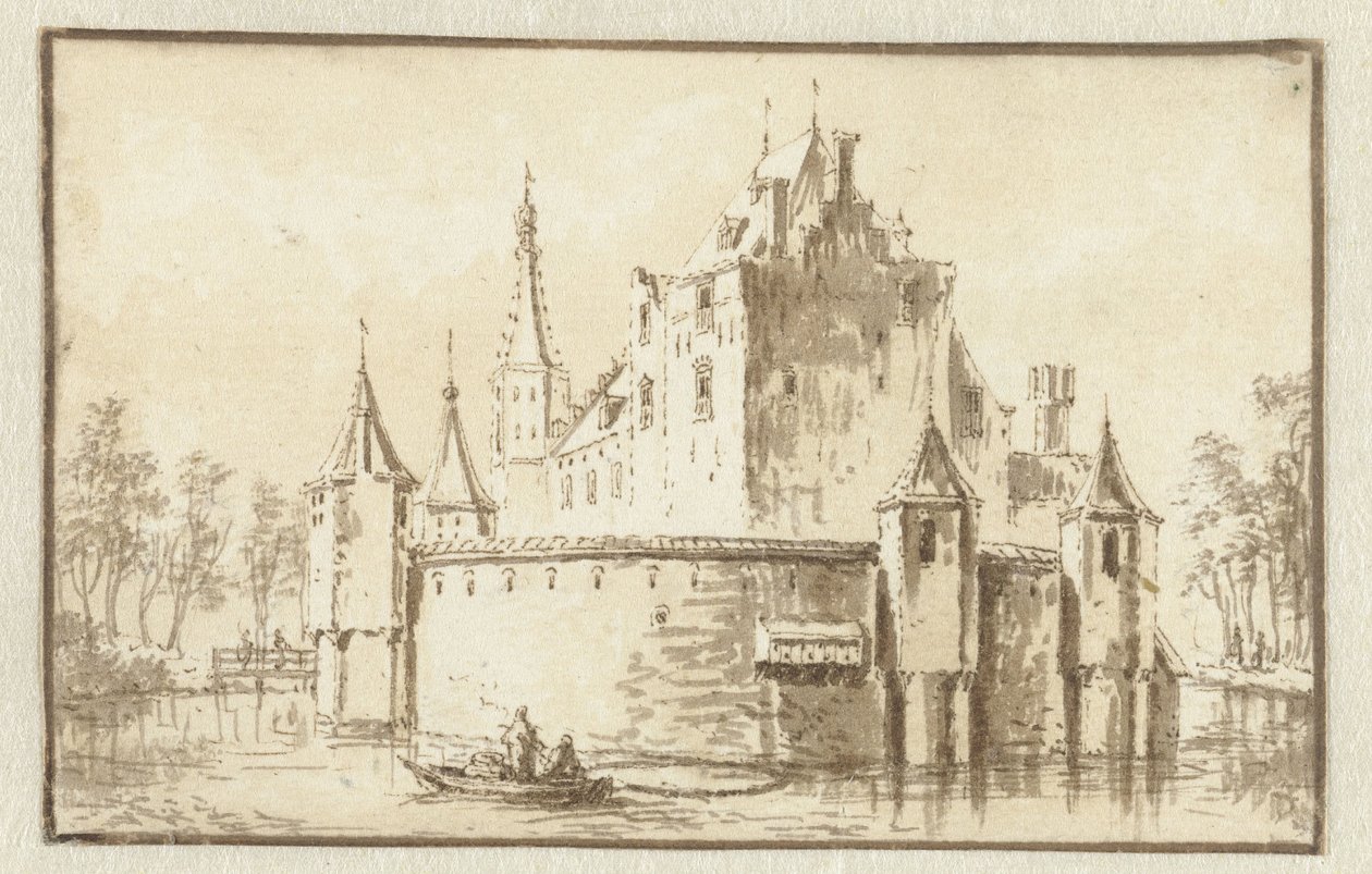 A casa Ter Does, perto de Leiden, vista da esquerda de Abraham Rademaker