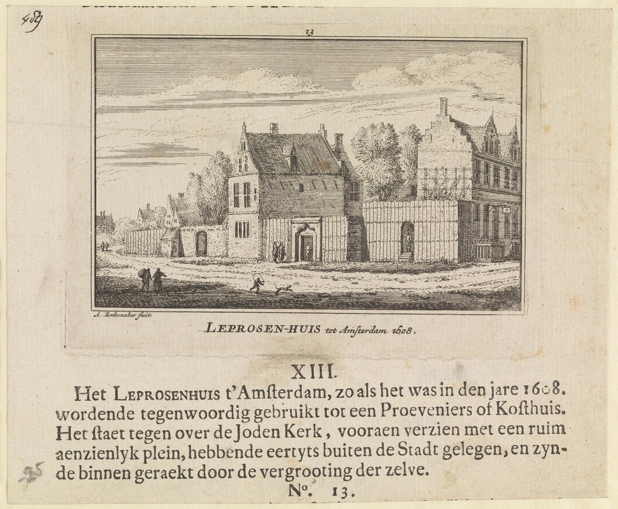 Leprosaria em Amesterdão, 1608 de Abraham Rademaker