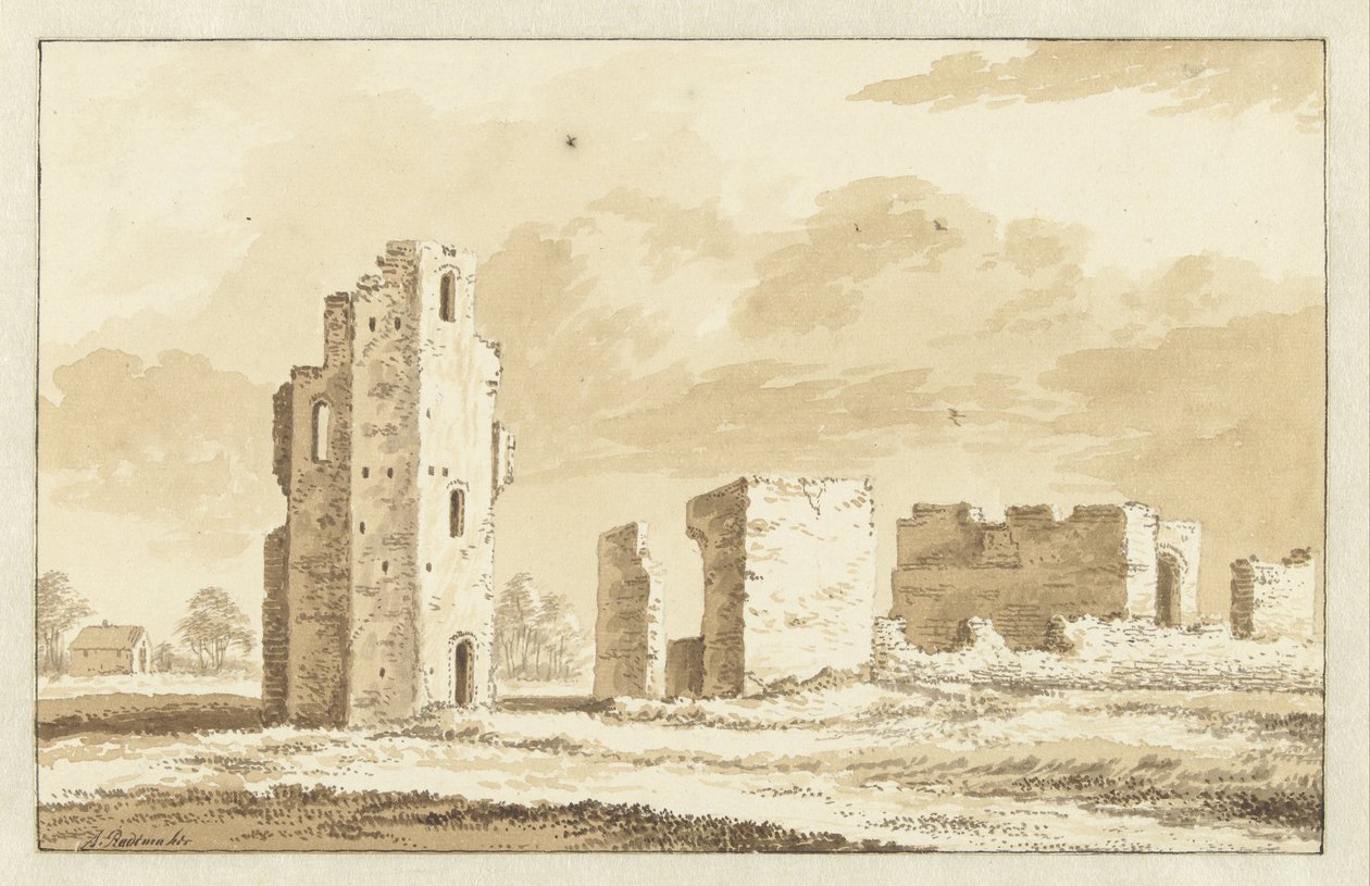 Ruínas do castelo de Oostvoorne de Abraham Rademaker