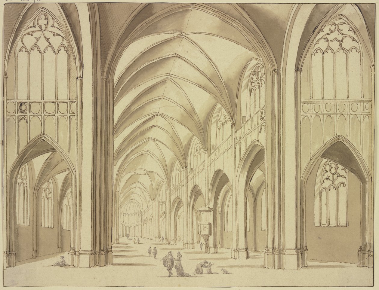 Interior da igreja de Santa Maria em Utrecht de Abraham Rademaker