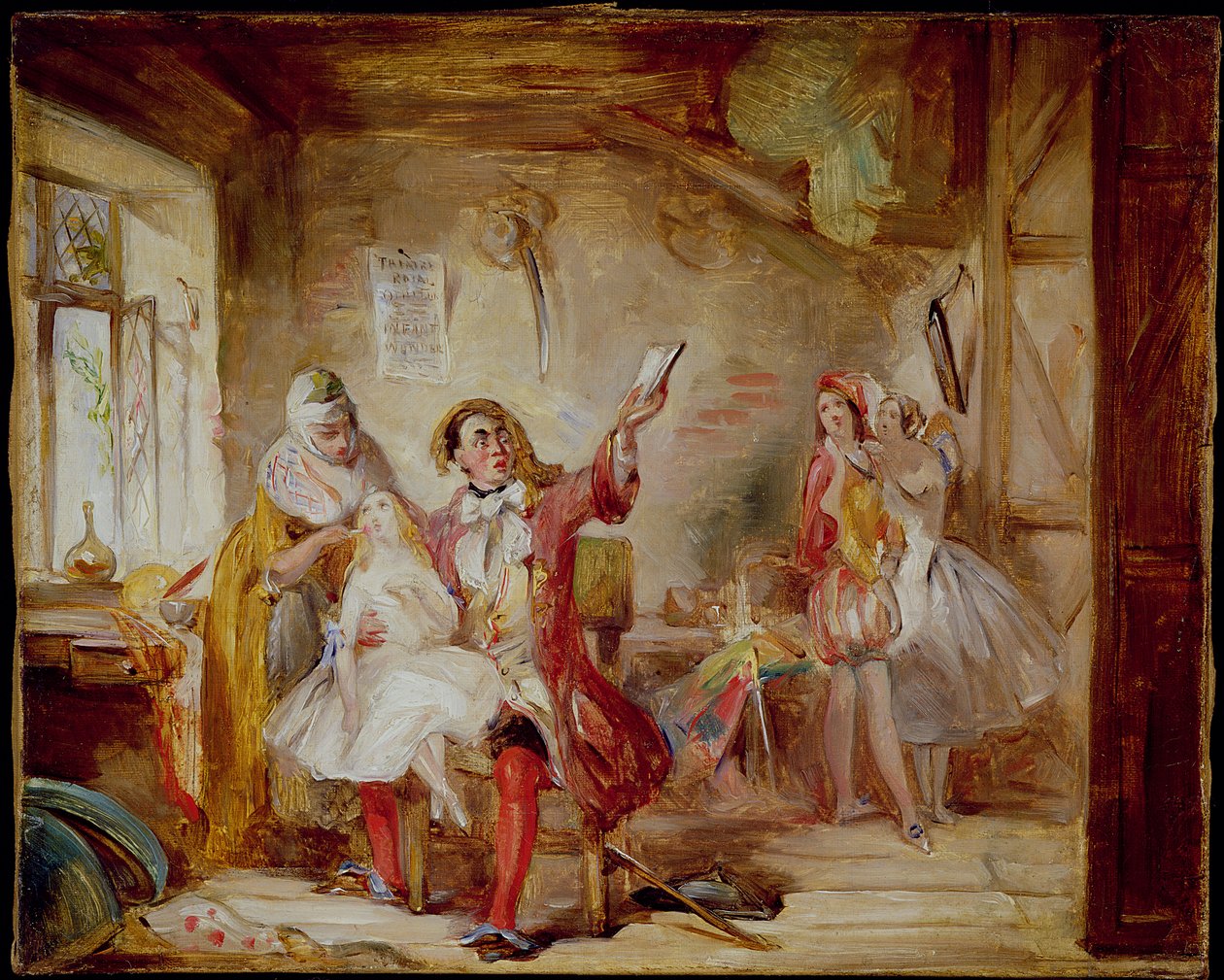 Nos bastidores do Theatre Royal, possivelmente representando Ira Frederick Aldridge (1807-67) ensaiando Otelo, 1862 de Abraham Solomon