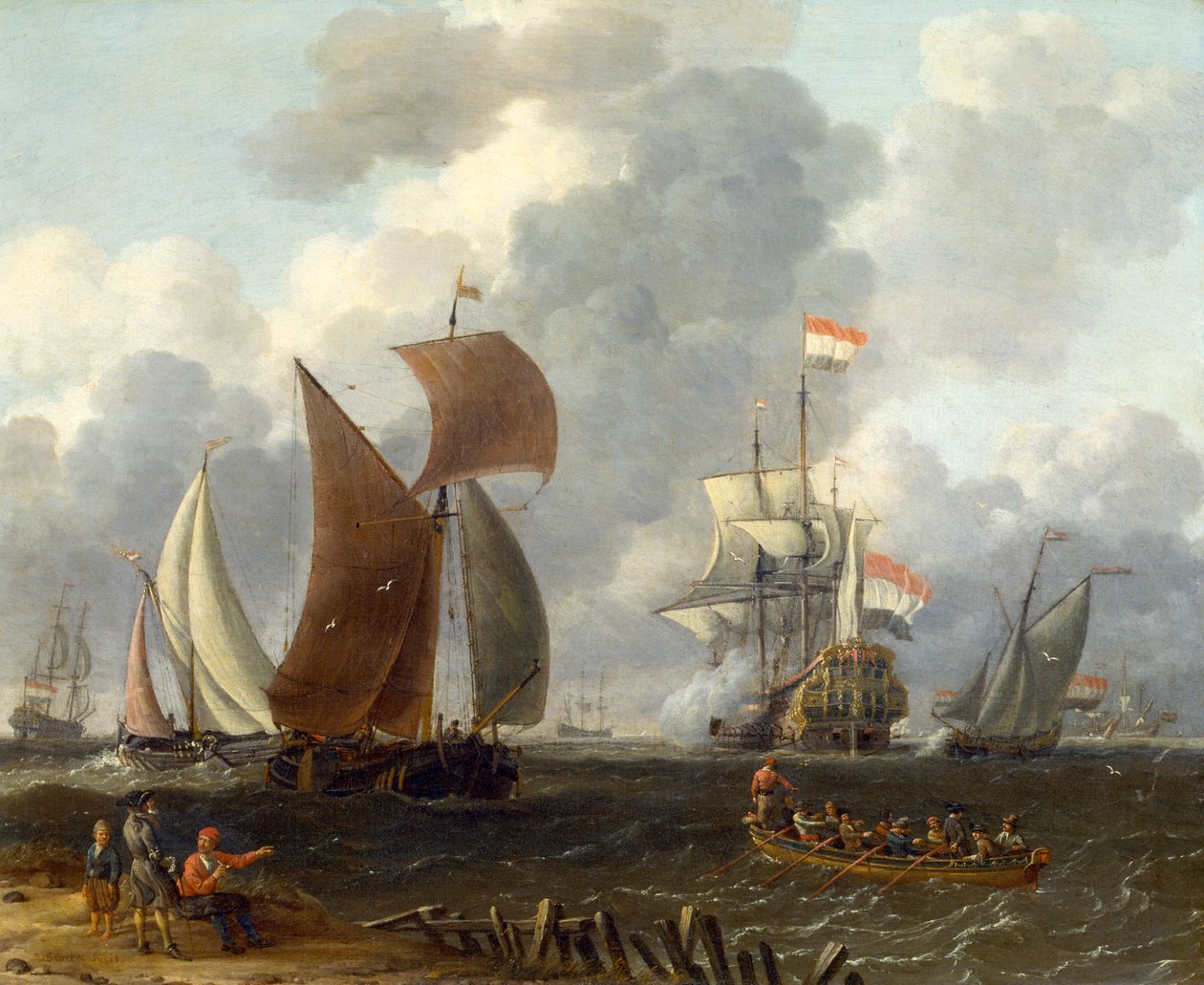 Uma batalha no mar, século XVII de Abraham Storck