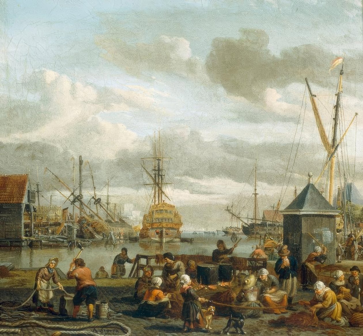 Vista do porto de Amsterdã de Abraham Storck