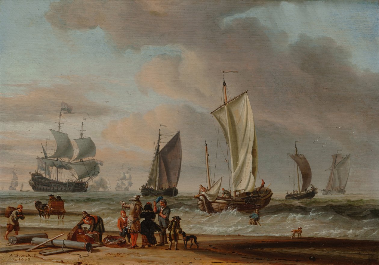 Vista para a praia de Abraham Storck