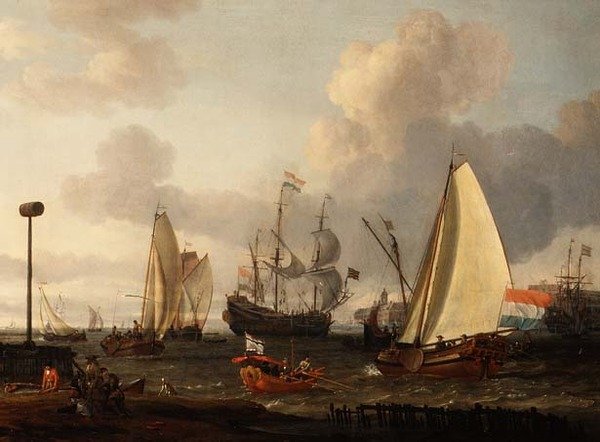 Homens de guerra holandeses ao largo da costa de Abraham Storck