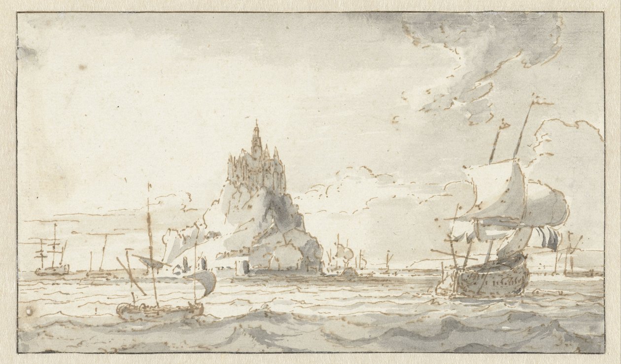 Vista do Mont-Saint-Michel de Abraham Storck