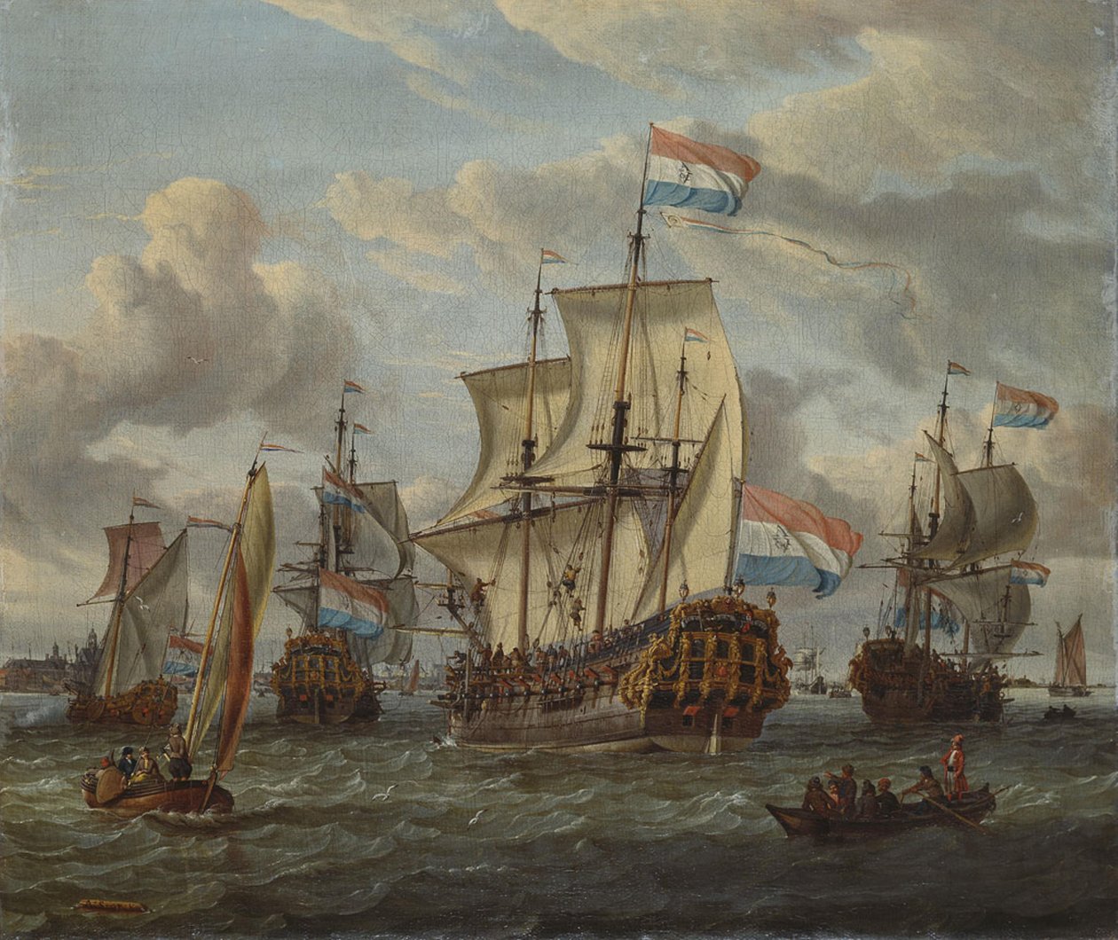 A fragata Pieter en Paul no IJ de Abraham Storck