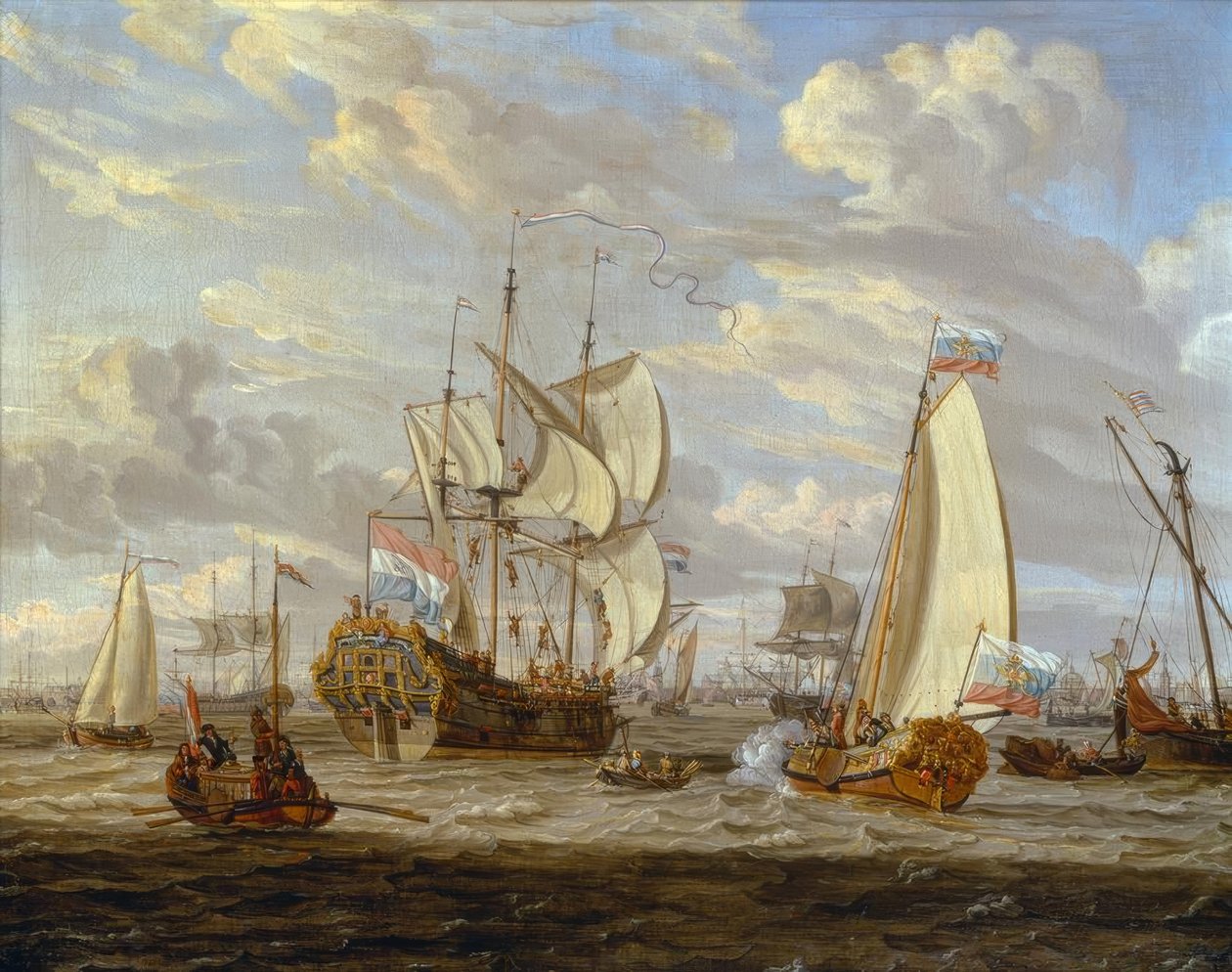 Pedro, o Grande, visita o navio Pedro e Paulo &39;em de Abraham Storck