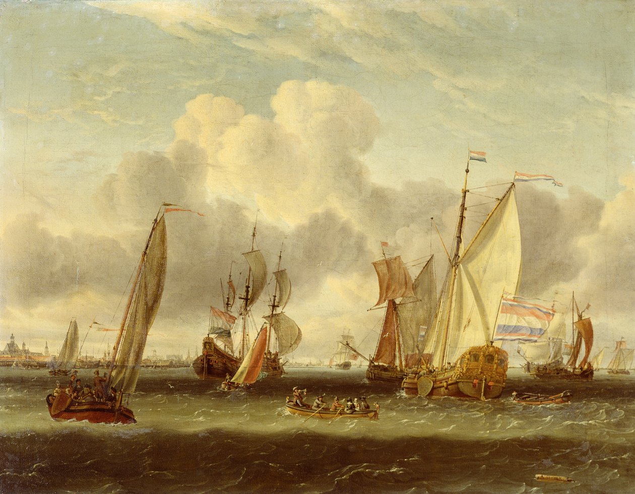 Envio no IJ no porto de Amsterdã de Abraham Storck