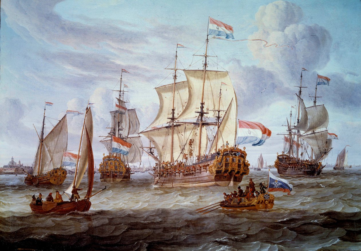 O Fregate Pedro e Paulo no Porto de Amesterdão Pintura de Abraham Storck (1635-1710) Amesterdão do século XVII. Museu de História da Marinha de Abraham Storck