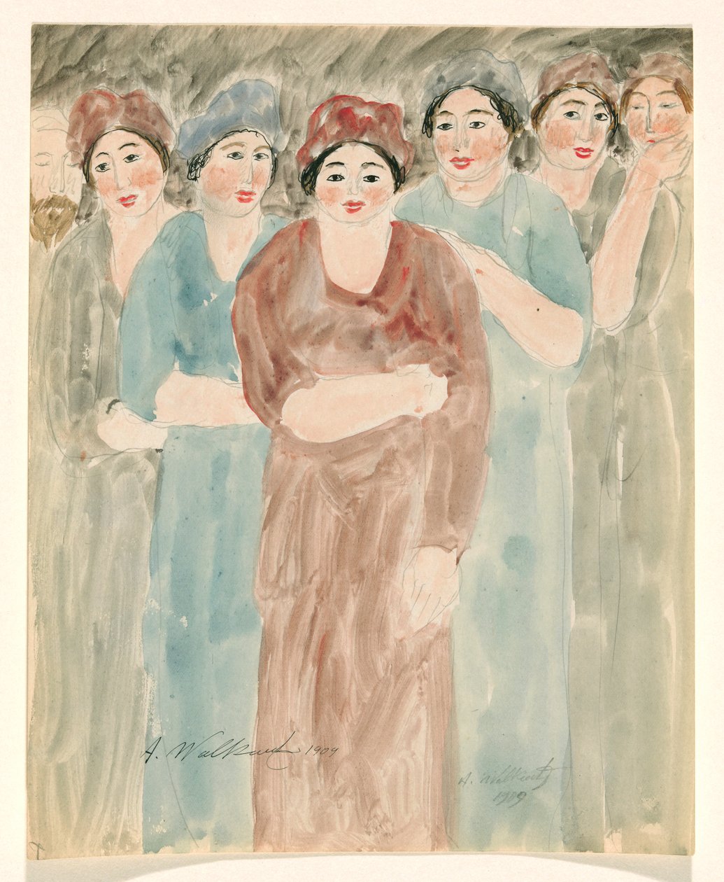 Mulheres em pé de Abraham Walkowitz